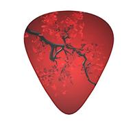 Red Cherry Blossom Guitar Plectrums 12 Pieces Set =>> Comfortable In The Hand With Smooth Edges Three Thicknesses To Match