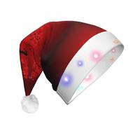 Red Cherry Blossom Printed Light Up Party Hats LED Christmas Party Props Suitable for Adults and Kids, Christmas Fun Hats