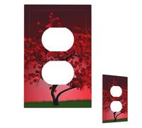 Red Cherry Blossom Wall Plate Cover Modern Decorative 1 Gang Light Switch Cover Unbreakable Receptacle Outlet Covers For Living Room Bedroom Home Decor Duplex