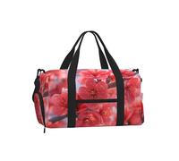 Red Cherry Blossom1 Gym Duffle Bag with Shoe Compartment Travel Weekender Overnight Bag Waterproof Sports Gym Bag with Shoulder Strap