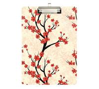 Red Cherry Blossoms Dots Clipboard Cute Clip Boards A4 Standard Size Clip Board with Low Profile Metal Clip for Nurses, Lawyers, Doctor Offices