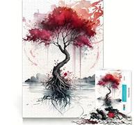 Red Cherry Blossoms Jigsaw Puzzles 1000 Piece for Teenagers Logic Ability Toy Relaxing Fun Accurate Cut Artistic Gift (38x52cm)