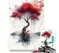 Red Cherry Blossoms Jigsaw Puzzles for Adults1000 Piece Mind Skill Group Joy Quality Edge Art Collection Piece (50x75cm)