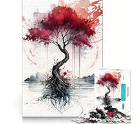 Red Cherry Blossoms Jigsaw Puzzles for Adults1000 Pieces Smart Game Quiet Calm Pattern Assembly Amazing Present (38x26cm)