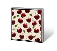 Red Cherry Button Pin Metal Square Badge for Clothes Bags - Enamel Style Lapel Brooch Fruit Gift