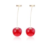 Red Cherry Dangle Drop Earrings for Women Cute 3D Cherry Earrings Sweet Fruit Charm Earrings Kawaii Aesthetic Jewelry, Zinc