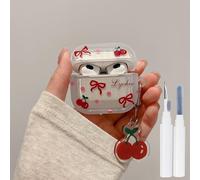 Red Cherry for AirPods 4th Generation Case 2024, 3 in 1 Set Clear Silicone Cover for AirPods 4 Case with Cleaning Pen, TPU Full Protective Fruit Skin for AirPods 4 Cases for Girl Women Transparent