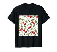 Red Cherry Fruit Blossom Botanical Pattern T-Shirt