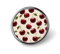 Red Cherry Fruit Design Lapel Pin Metal Brooch Badge Round Button Enamel Style Pinback for Hats Bags Clothing Gift