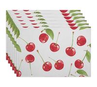 Red Cherry Fruit Place Mat, Dining Table Accessories One Side Print, Heat Resistant Wear Resistant Non-Slip Tablemats, Washable Elegant For Table Kitchen Dinning Restaurant Party 30 * 45Cm