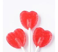 Red Cherry Heart Shaped Lollipops, Sweet Candy Lollies Ideal for Wedding Favours, Valentines Day, Baby Showers, and Party Favours - Pack of 50 Lollipops