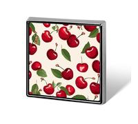Red Cherry Pattern Button Pin Metal Square Badge for Clothes Bags - Enamel Style Lapel Brooch Fruit Theme Gift