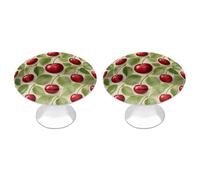 Red Cherry Pattern Cabinet Knobs, 2-Pack Silver Stainless Steel Drawer Pulls with Screws, Elegant Hardware for Dressers, Kitchen,Cabinets & Desks