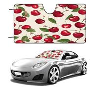 Red Cherry Pattern Car Windshield Sun Shade - Reflector Sunshade Offers Ultimate Protection for Car Interior, Cool Reflective Sun Blocker Fits Small Sedans, Mini SUVs 55"x30"