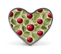 Red cherry pattern Island Corals Lapel Pin - Heart Shape Brooch Pins for Men & Women Suit Accessories, 1" Lightweight Enamel Lapel Pins Buttons for Backpacks, Hats, Bags, Lanyards