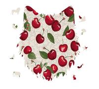 Red Cherry Pattern Jigsaw Puzzle 175PCS Wolf Head Design Puzzle Wooden Jigsaw Puzzles for Adults Families