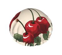 Red Cherry Pattern Shower Cap For Women'S - Reusable Waterproof Shower Hair Cap For Bathing, Skin Care, And Home