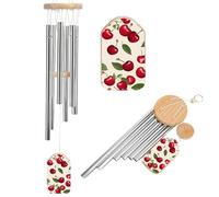 Red Cherry Pattern Wind Chimes for Outside Memorial Tuned Outdoor Windchimes Large Garden Decor Wind Chime with Melodious Sound for Mom Dad Grandma Home Garden Patio Decor