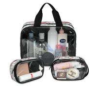 Red Cherry Travel Makeup Bag for Women Men, Berries Cherry Translucent Cosmetic Bags 3 Pcs Large Shower Wash Pouch Toiletry Cosmetic Toiletries Organizer