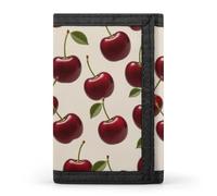 Red Cherry Trifold Wallet Front Pocket Coin Purse - Slim Credit Card Holder for Men & Women, Red cherry, One Size, Classic
