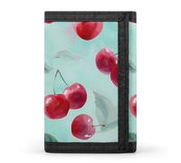 Red Cherry1 Watercolor Trifold Wallet Front Pocket Purse Card Holder