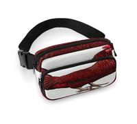 Red Chicken Fanny Pack Belt Bag with Adjustable Strap Fashion Waist Bag for Outdoor Sports Hiking, white, 20x13cm, Full Printed Waist Bag