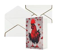 Red Chicken Print Greeting Card Paper, Half Fold To Cards For Birthday, Wedding, Party.