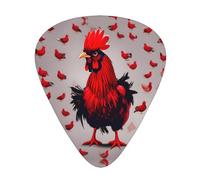 Red Chicken Print Organizer Storage Box Different Thickness Guitar Picks For Acoustic Guitar
