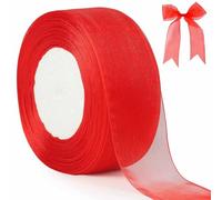 Red Chiffon Ribbon 40mm, 45 Meters Double Faced Soft Chiffon Ribbon for Gift Wrapping, Crafting, Hair Bows, Wedding Party and Christmas Decoration