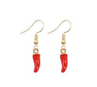 Red Chili Hot Pepper Earrings Gold Plated Funny Cute 3D Enamel Lifelike Spicy Capsicum Vegetable Fruit Food Small Dangle Drop Earrings for Women Teen Girls Birthday Christmas Party Fashion Jewelry
