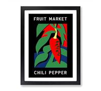 Red Chili Pepper Fruit Market Exhibition Vol.1 Framed Print | A2 Black Framed Wall Art | Ready to Hang | Modern Food Picture | Living Room Bedroom Lounge Office