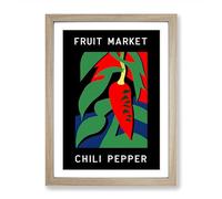 Red Chili Pepper Fruit Market Exhibition Vol.1 Framed Print | A2 Oak Framed Wall Art | Ready to Hang | Modern Food Picture | Living Room Bedroom Lounge Office