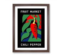 Red Chili Pepper Fruit Market Exhibition Vol.1 Framed Print | A2 Walnut Framed Wall Art | Ready to Hang | Modern Food Picture | Living Room Bedroom Lounge Office
