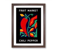 Red Chili Pepper Fruit Market Exhibition Vol.2 Framed Print | A2 Walnut Framed Wall Art | Ready to Hang | Modern Food Picture | Living Room Bedroom Lounge Office