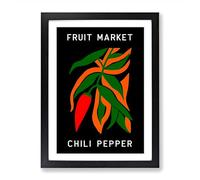Red Chili Pepper Fruit Market Exhibition Vol.3 Framed Print | A2 Black Framed Wall Art | Ready to Hang | Modern Food Picture | Living Room Bedroom Lounge Office