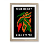 Red Chili Pepper Fruit Market Exhibition Vol.3 Framed Print | A2 Oak Framed Wall Art | Ready to Hang | Modern Food Picture | Living Room Bedroom Lounge Office