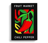 Red Chili Pepper Fruit Market Exhibition Vol.4 Canvas Print | Gallery Wrapped 30mm Frame Wall Art | 30x20 inches | Ready to Hang | Modern Still Life Picture | Living Room Bedroom Lounge Office