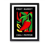 Red Chili Pepper Fruit Market Exhibition Vol.4 Framed Print | A2 Black Framed Wall Art | Ready to Hang | Modern Food Picture | Living Room Bedroom Lounge Office