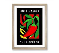 Red Chili Pepper Fruit Market Exhibition Vol.4 Framed Print | A2 Oak Framed Wall Art | Ready to Hang | Modern Food Picture | Living Room Bedroom Lounge Office