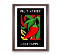 Red Chili Pepper Fruit Market Exhibition Vol.4 Framed Print | A2 Walnut Framed Wall Art | Ready to Hang | Modern Food Picture | Living Room Bedroom Lounge Office