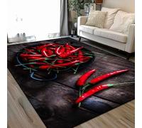 Red chili peppers shot from above rustic wooden table Area Rugs Living Room Large 160x230 cm Washable Vintage Soft Rug Modern Non Slip Floor Carpet Mat for Bedroom Kitchen Dining Room