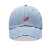 Red Chilli Pepper Baseball Cap Vintage Washed Unisex Dad Hat Adjustable Father's Day Light Blue