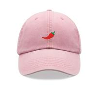 Red Chilli Pepper Baseball Cap Vintage Washed Unisex Dad Hat Adjustable Father's Day Pink