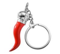 Red Chilli Pepper Keychain Italian Horn Good Luck Charm Stainless Steel Cornicello Keyring Simple Pendant for Backpack Handbag Schoolbag Keys Car Accessories Lucky Charm Gift (Silver)