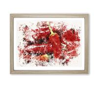 Red Chilli Peppers Watercolour Modern Framed Wall Art Print, Ready to Hang Picture for Living Room Bedroom Home Office Décor, Oak A4 (34 x 25 cm)
