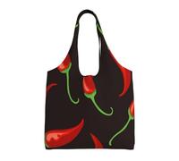 Red Chilli,Reusable Tote Bags Grocery Bags Large Capacity Canvas Shopping Shoulder bag
