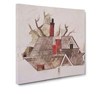 Red Chimneys by Charles Demuth Classic Painting Canvas Wall Art Print Ready to Hang, Framed Picture for Living Room Bedroom Home Office Décor, 20x20 Inch (50x50 cm)