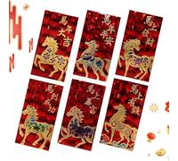 Red Chinese Envelopes - 6 Pieces 3D Glitter Embossed Decoration 2026 | Chinese New Year Red Envelopes - For Girlfriend, Children, Men, Girls, Boys, Young People And Family