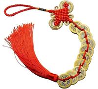 Red Chinese Knot Feng Shui Lucky Wealth 9 Coins For Home Car Hanging Tassel-9Coins Tassels Decorative Accessories