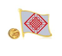 red chinese knot paper cut Golden Metal Flag Lapel Pin Badge